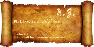 Miklovicz Zámor névjegykártya